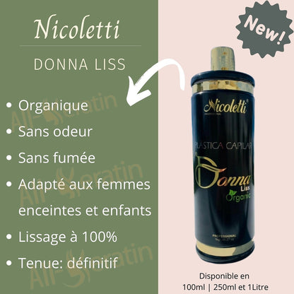 Pack PRO  1 Litre Nicoletti - Donna Liss - Lissage Proteine au tanin + FER a lisser lizze extreme