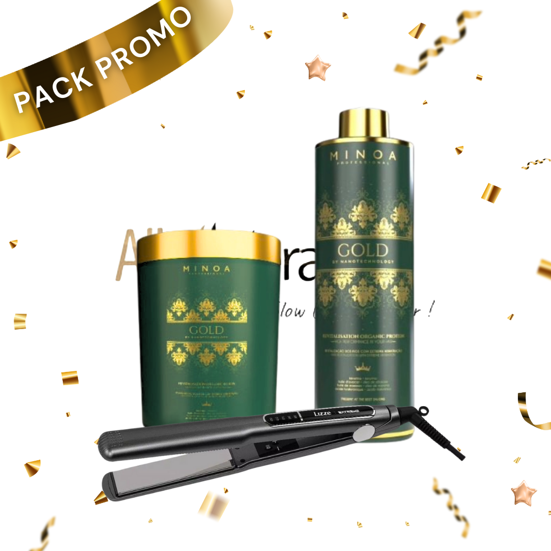 Pack Trio Lissage + Botox Minoa Gold + fer à lisser lizze