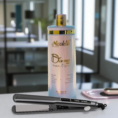 Pack PRO  Nicoletti - Donna Liss - Lissage Proteine au tanin + FER a lisser lizze extreme