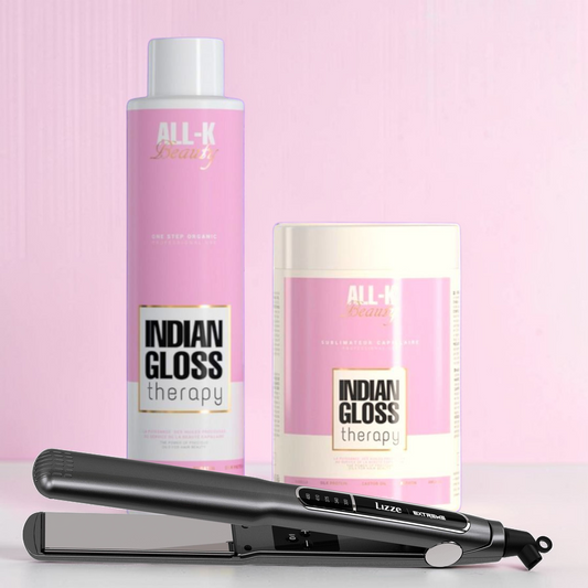TRIO indian Gloss Therapy lissage + Btx + Fer à lisser Lizze   - All-k Beauty ( lot )