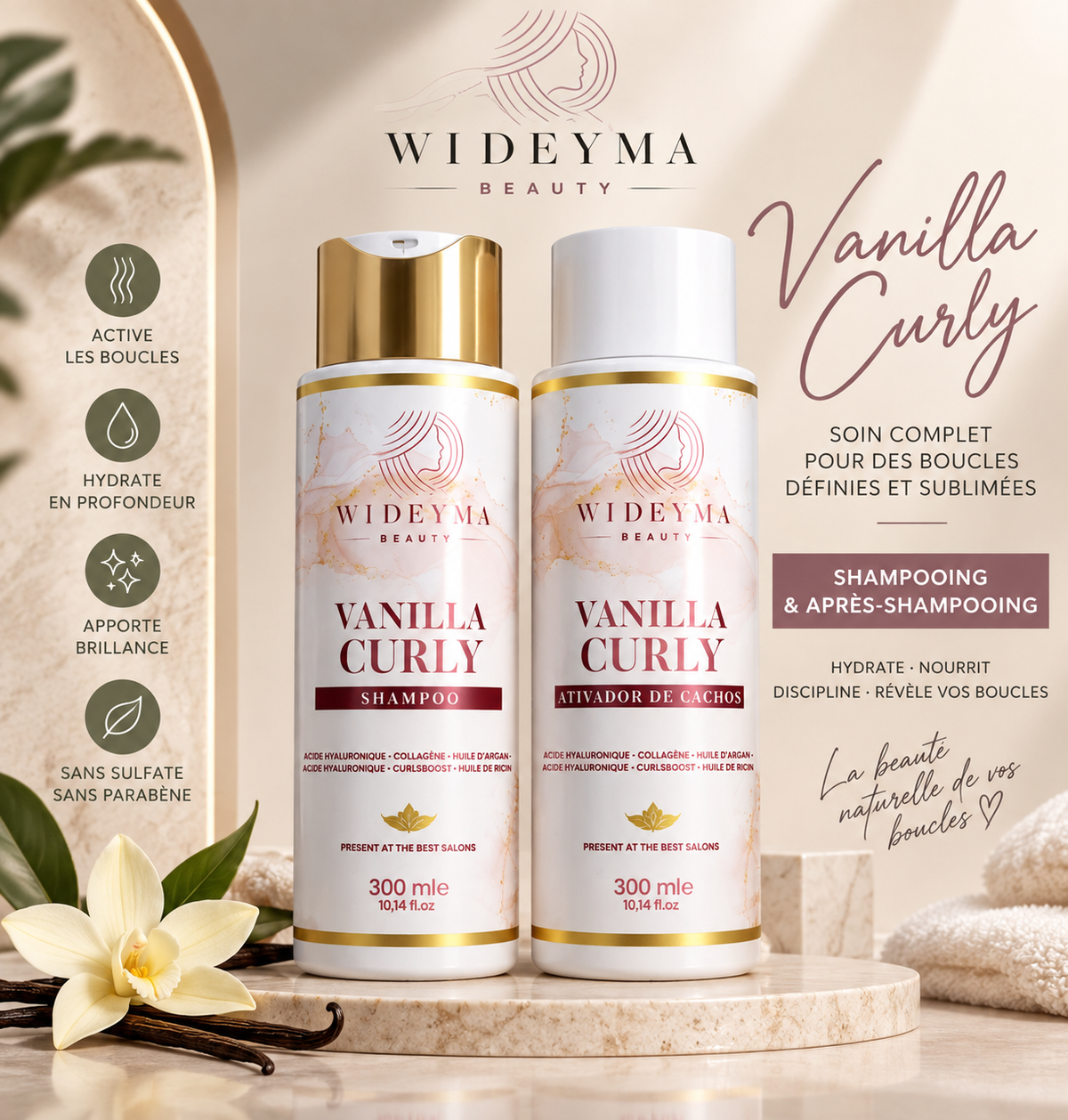 Vanilla Curly Wideyma Beauty | Duo shampooing + activateur de boucles 300 ml