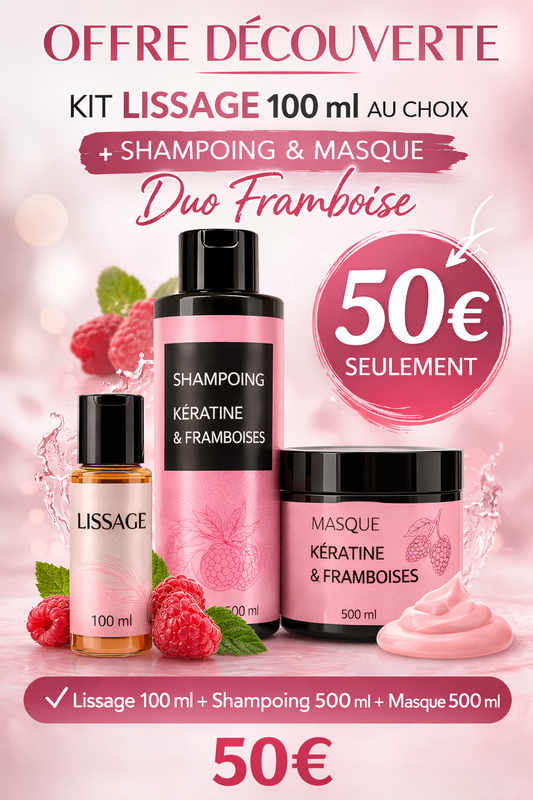 Offre d’été ☀️- Lissage 100ml + shampoing 500ml + masque 500ml