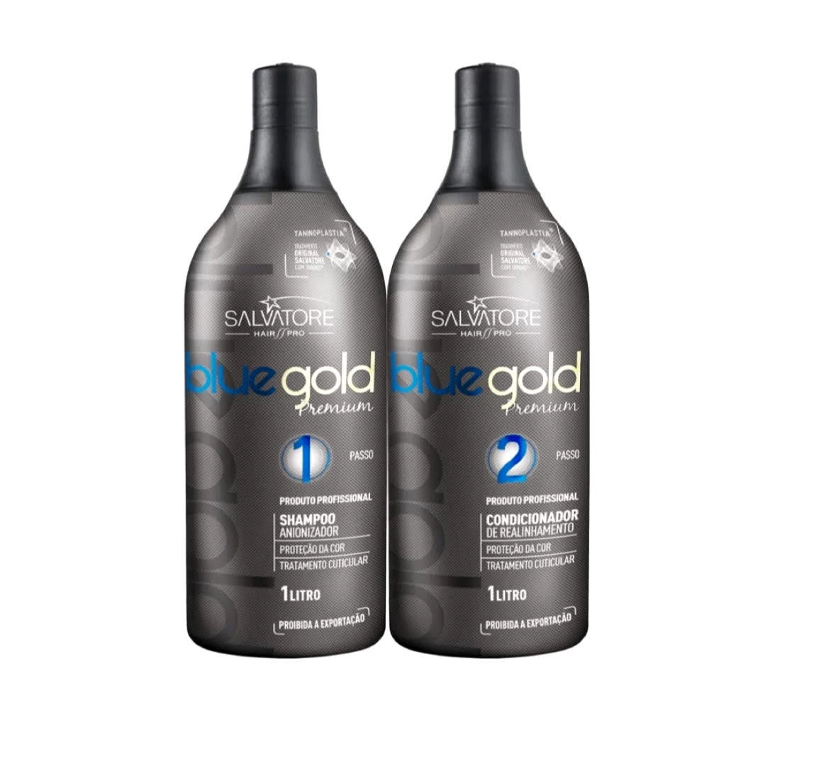 Salvatore Blue Gold Premium - Kit lissage taninoplastie 2 x 1 L - permanent / semi-permanent
