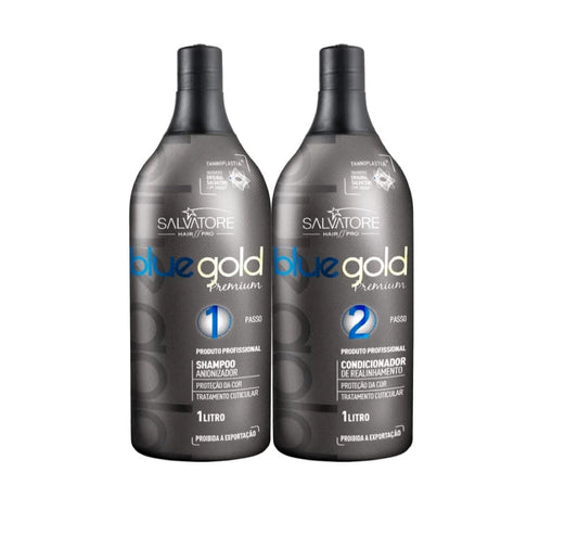 Salvatore Blue Gold Premium - Kit lissage taninoplastie 2 x 1 L - permanent / semi-permanent